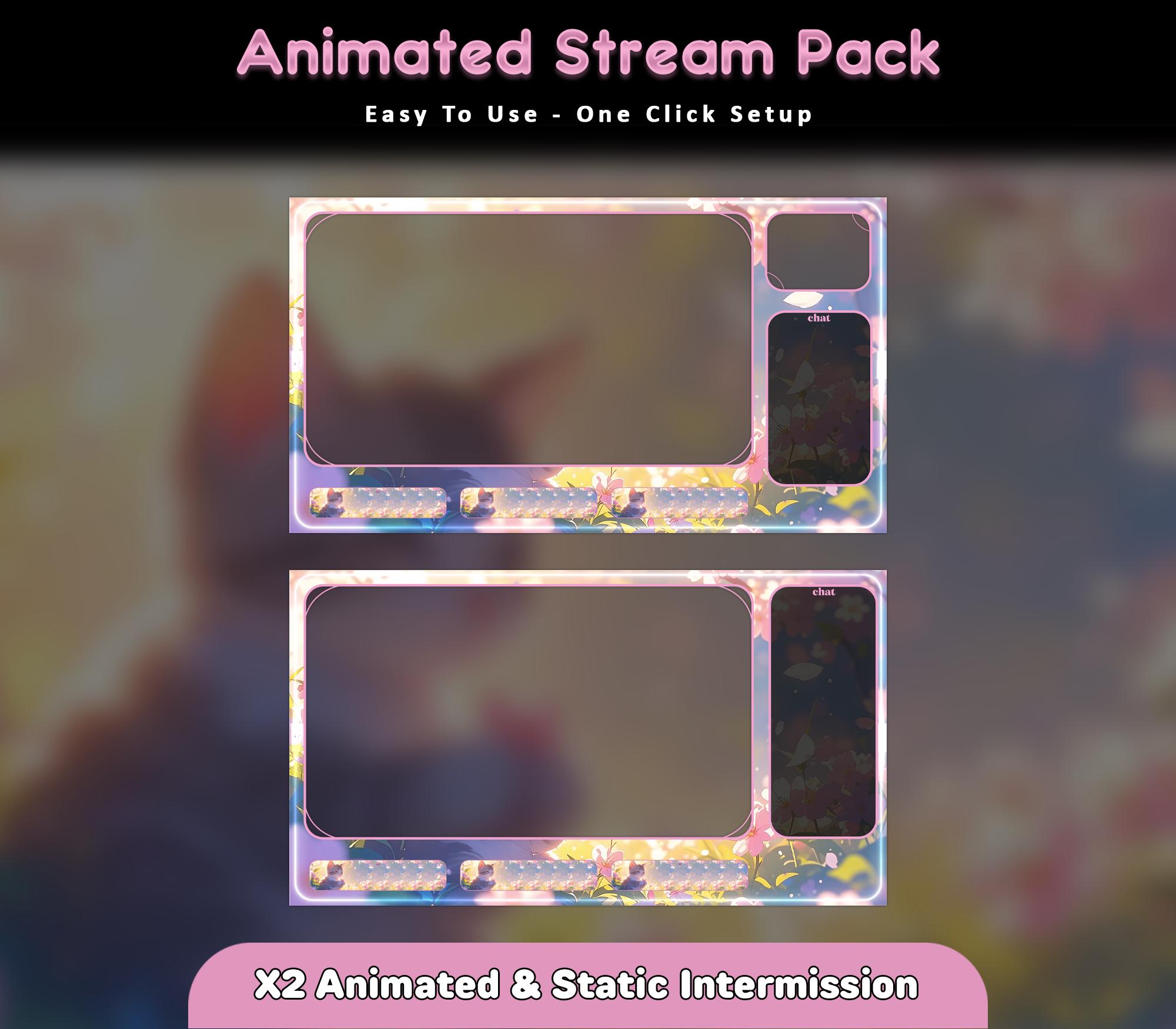 Sakura Cat Animated Stream Package — preview photo 3