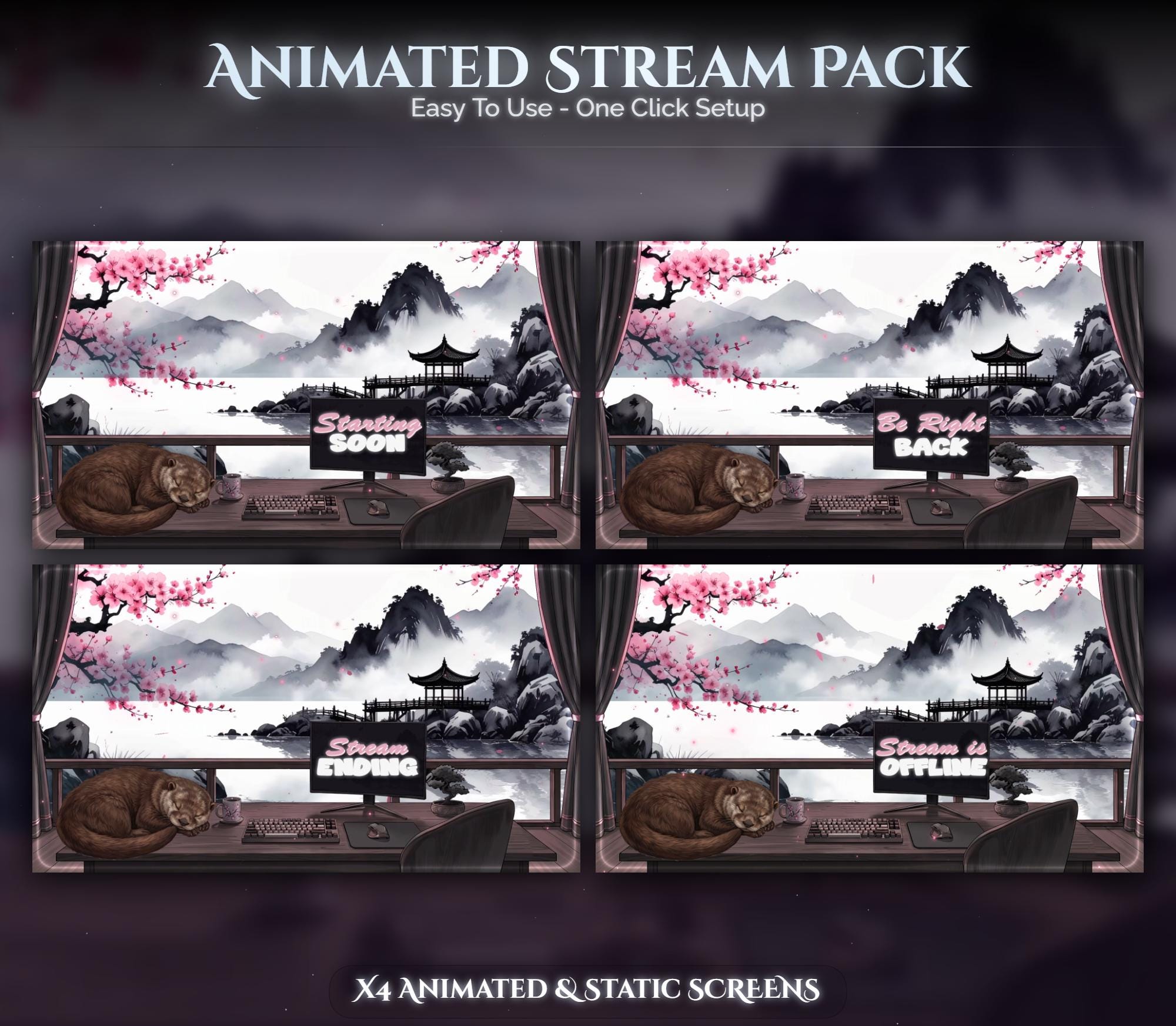 Otter Overlay Animated Stream Package: Twitch, YouTube, Kick — preview photo 2