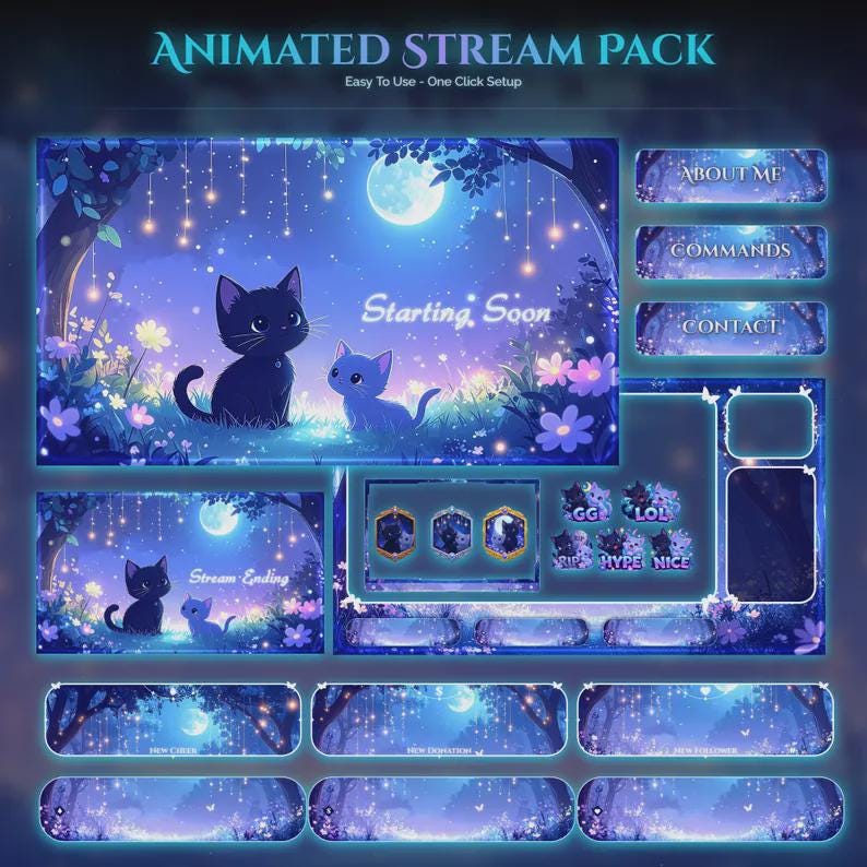 Custom Animated Twitch Stream Overlay Full Pack Bundle — preview photo 5