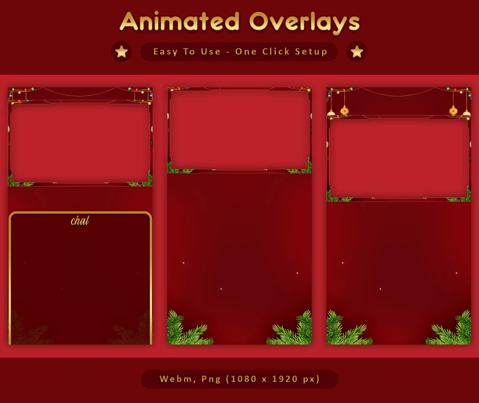 Red Gold Christmas Animated TikTok Stream Overlay Package (Digital Download) — preview photo 3