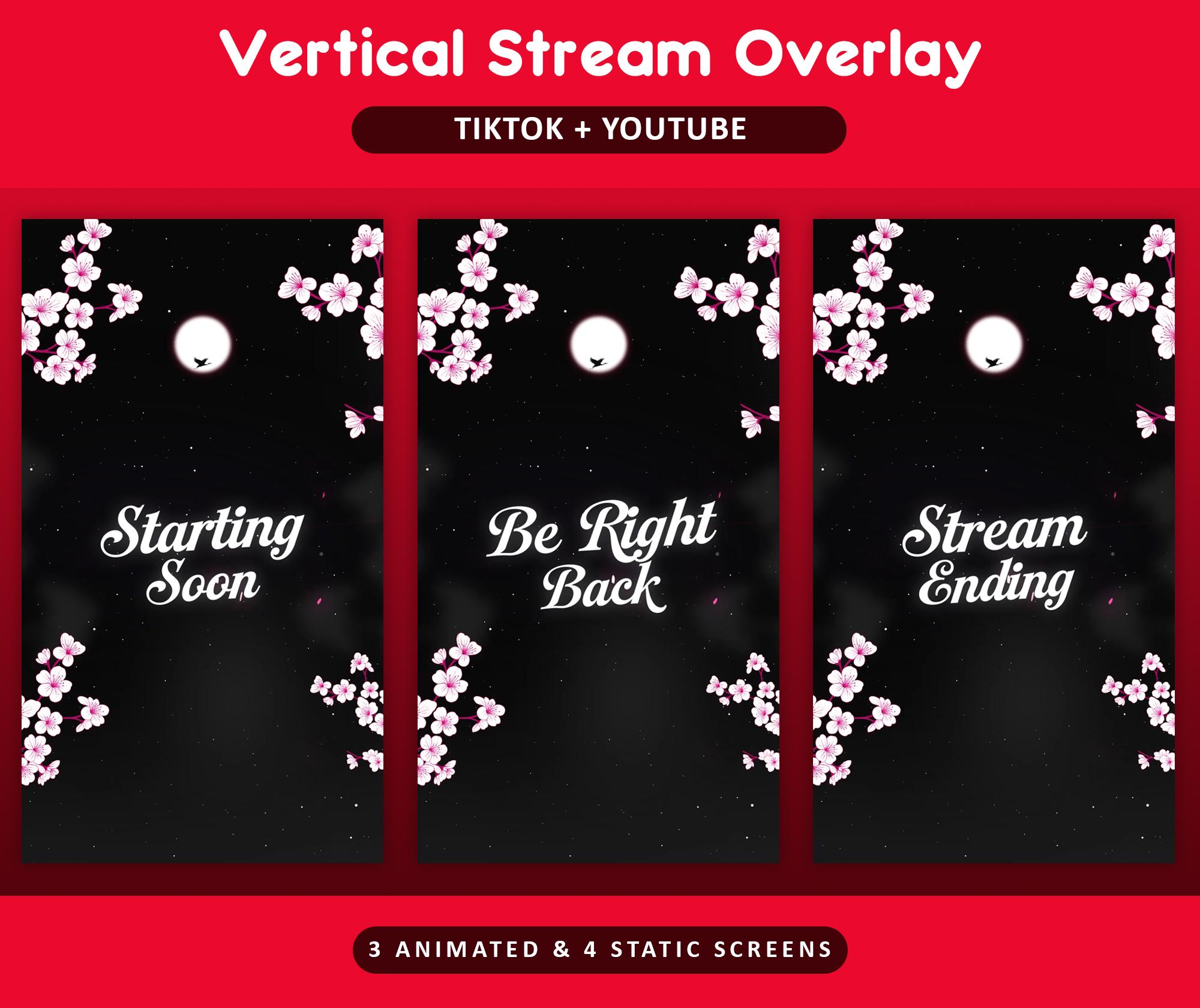 Cherry Blossom Animated TikTok Stream Overlay Package, TikTok Overlays (Digital Download) — preview photo 2