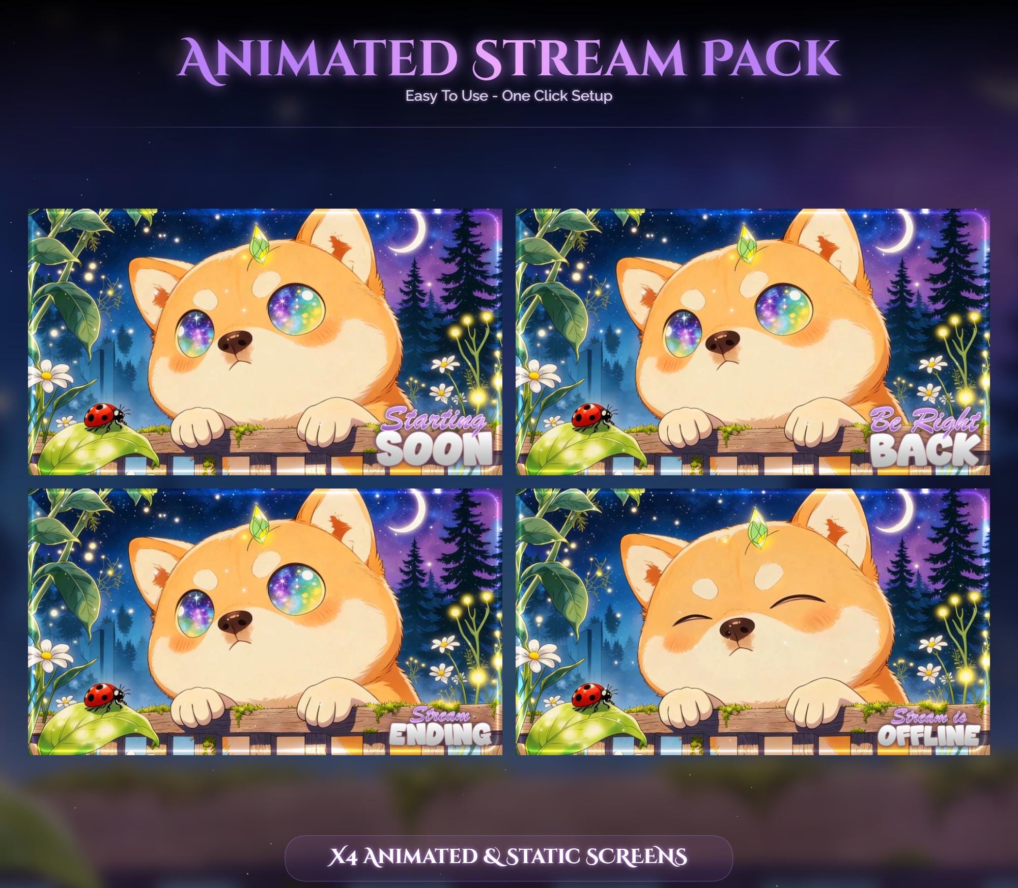 Shiba Dog Animated Stream Overlay Package — preview photo 2