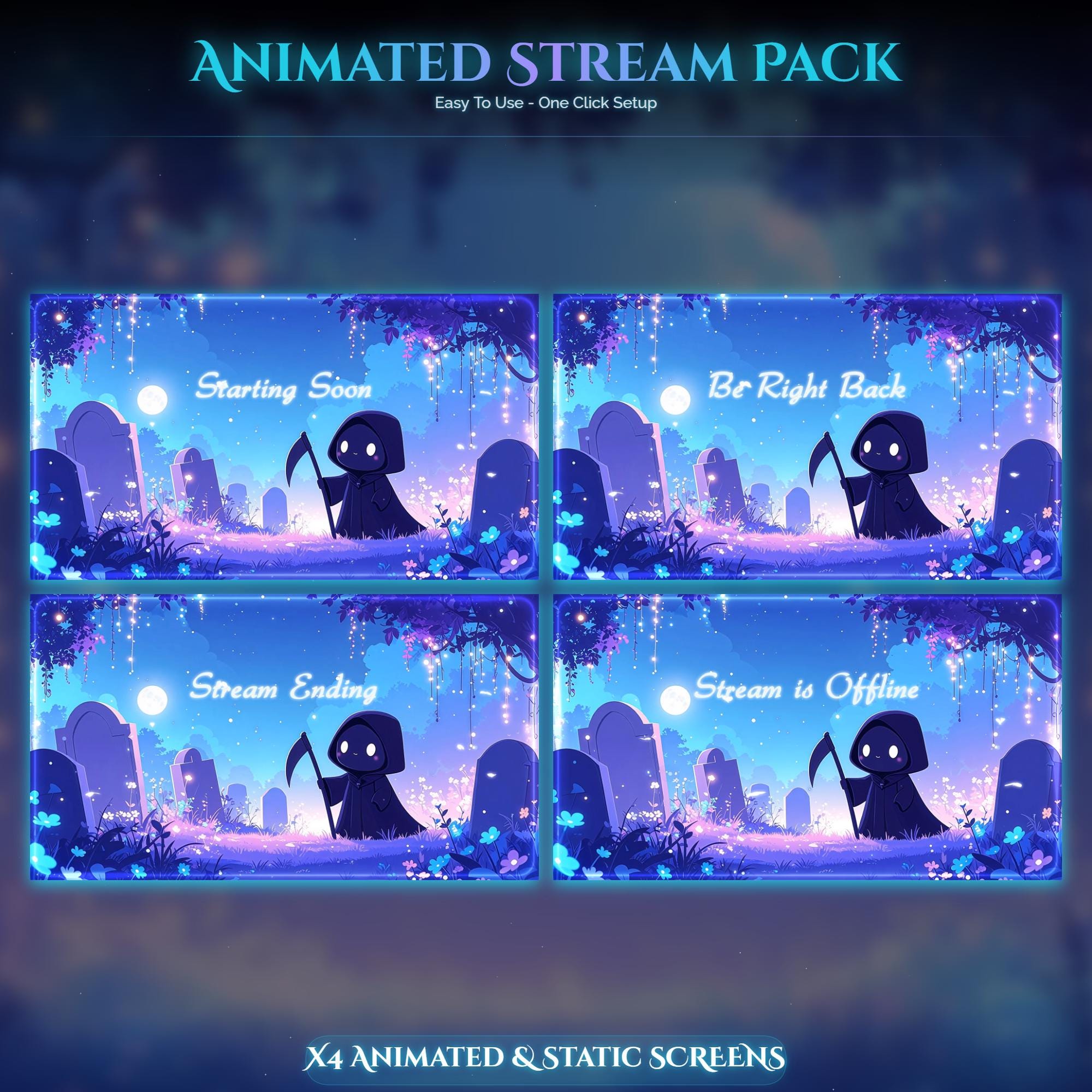 Starry Forest Reaper Overlay Animated Stream Package: Twitch Overlay, YouTube, Kick — preview photo 2