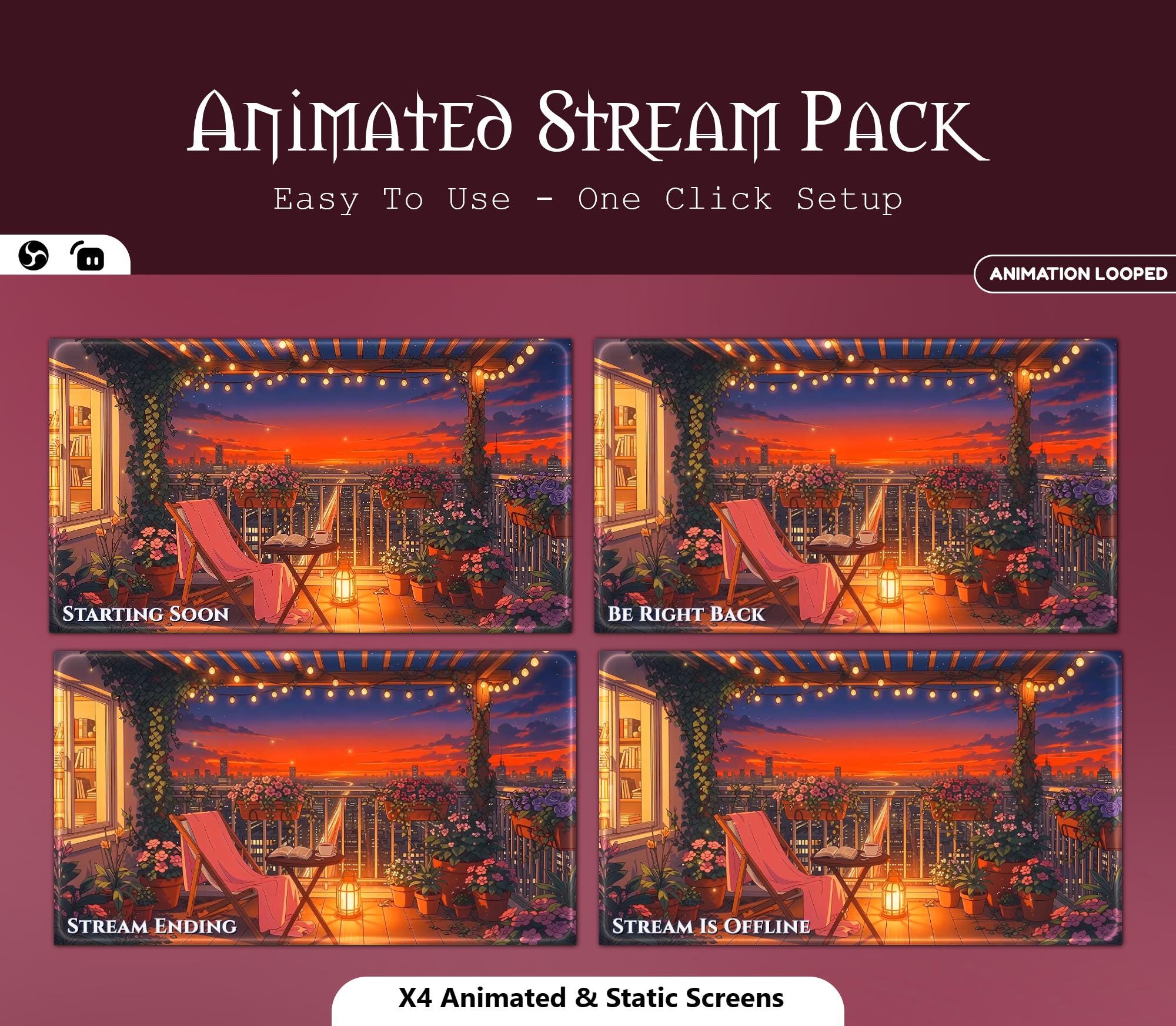 Cozy Terrace Night Cityscape Animated Overlay — preview photo 2