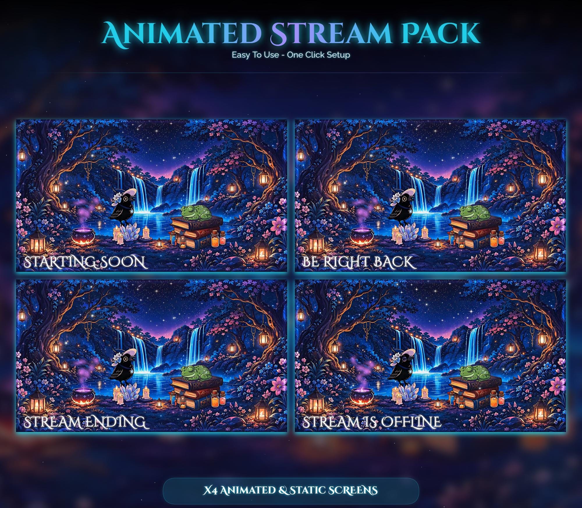 Spooky Frog Raven Animated Stream Package: Twitch Overlay, YouTube, Kick — preview photo 2