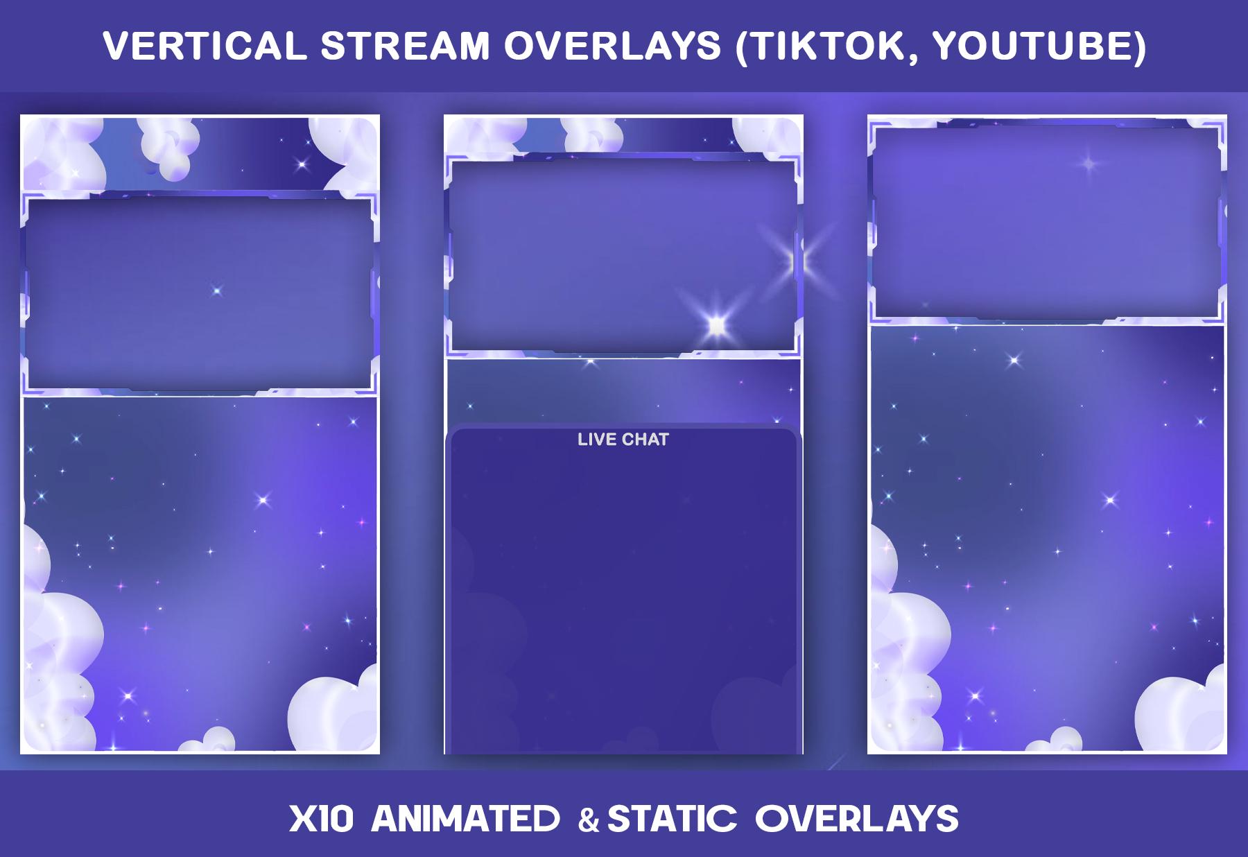 Purple Clouds Animated TikTok Stream Overlay Package : TikTok Overlays (Digital Download) — preview photo 4