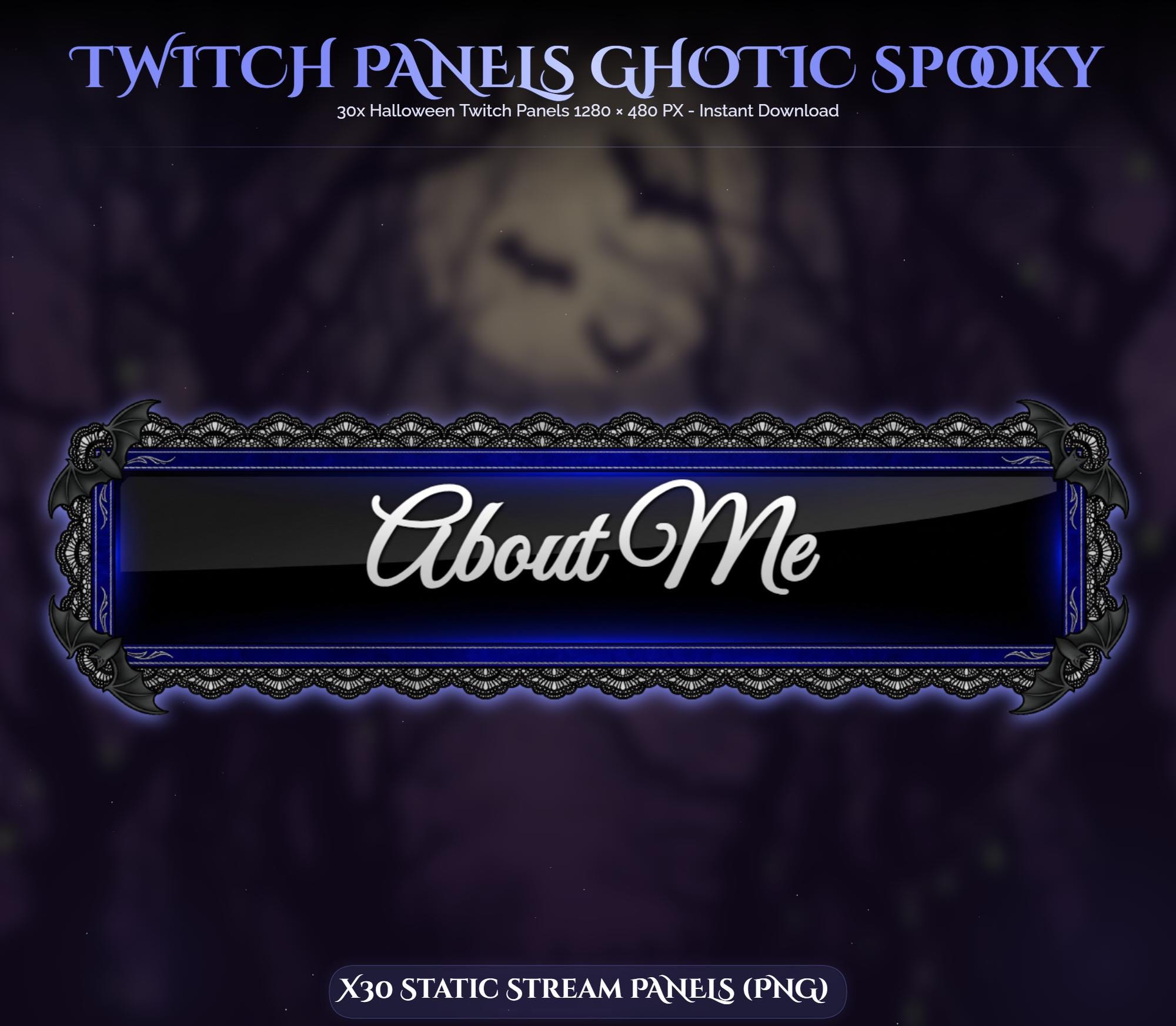 30x Spooky Gothic Bleu Twitch Panels — preview photo 2