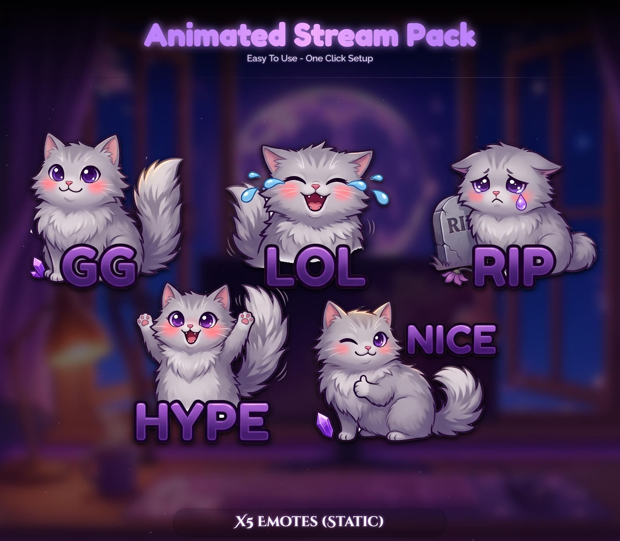 Cat Sakura Moon Setup Animated Stream Pack — preview photo 9