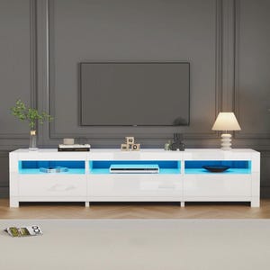 Witte hoogglans tv-meubel: moderne mediaconsole met ledverlichting