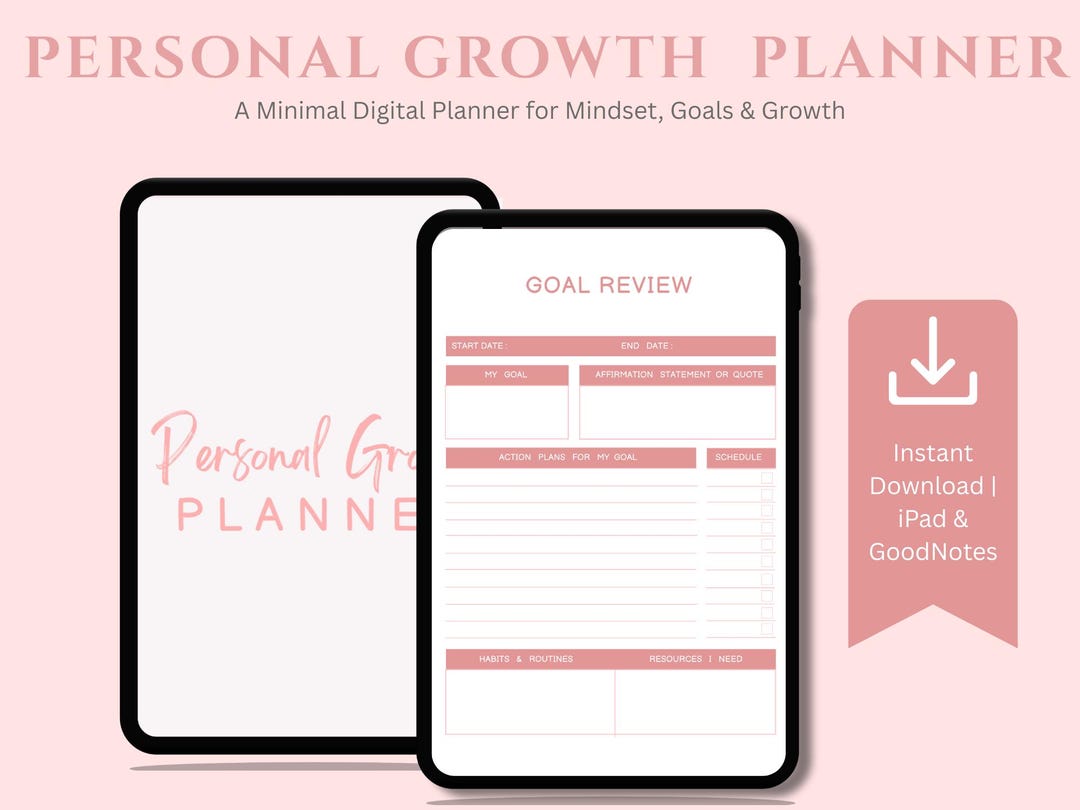 Personal Growth Planner Digital | Self Improvement Planner iPad ...