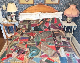 1888 Victorian signed crazy quilt