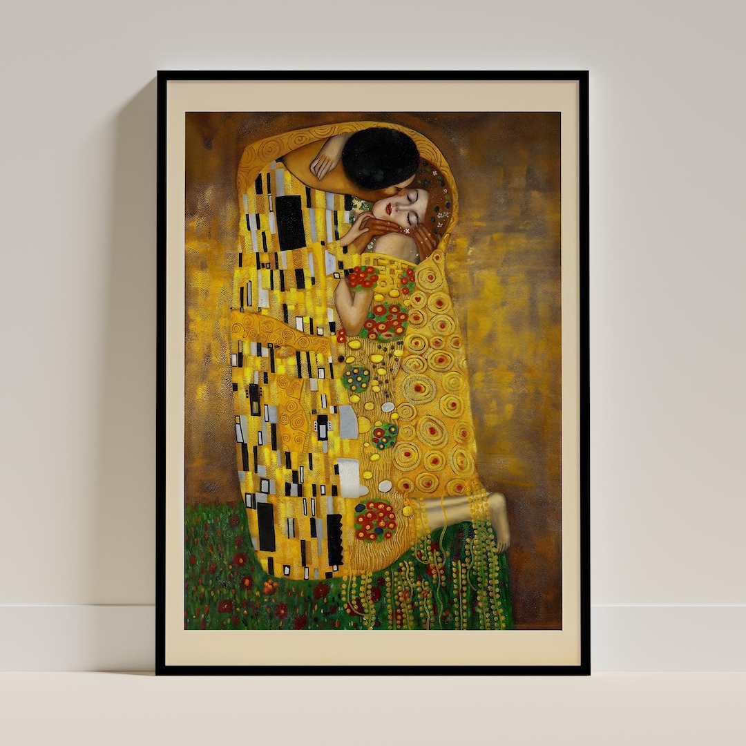 Gustav Klimt the Kiss Wall Art Gold Leaf Painting Printable Art Nouveau ...