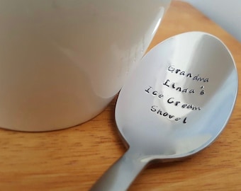 Custom Dessert Spoon On The Bowl of Spoon. Grandparent Custom Spoon