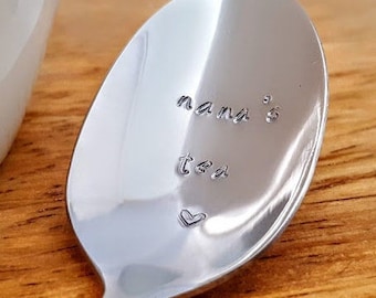 Nanas Tea, On Bowl of The Spoon,Nana Gift, Nanna Gift,Grandmother,Granny,Grannie,Gift for Her, Mothers Day Gift,Tea,Hand Stamped Teaspoon