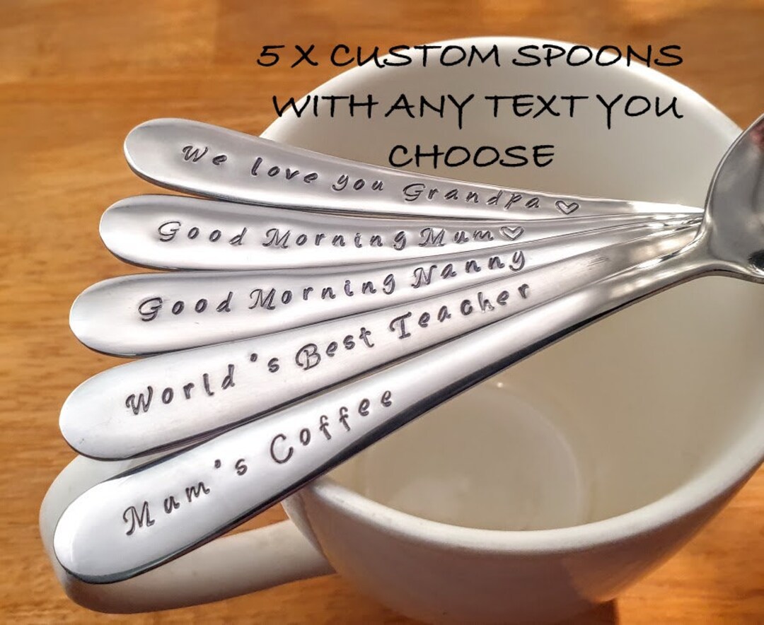 Send Spoons Your Text on Spoons, Gift Set, Mums Coffee,dads Coffee - Etsy