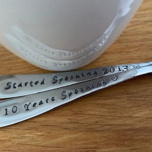 2 x Custom Spoons, Anniversary Gift,Personalised Spoon,Spooning,Hand Stamped Spoon,Custom spoons,