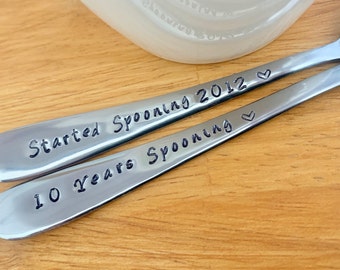 2 x Custom Spoons, Anniversary Gift,Personalised Spoon,Spooning,Hand Stamped Spoon,Custom spoons,