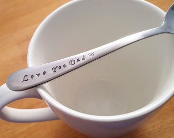 Love You Dad,Dad Gift,Gift For Him,Fathers Day Gift,Hand Stamped Teaspoon, Father Gift