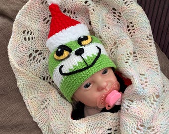 Patron PDF de chapeau de Grinch au crochet pour tous les âges. Chapeau de Grinch avec chapeau. Joli patron de chapeau de Grinch pour tous les âges.