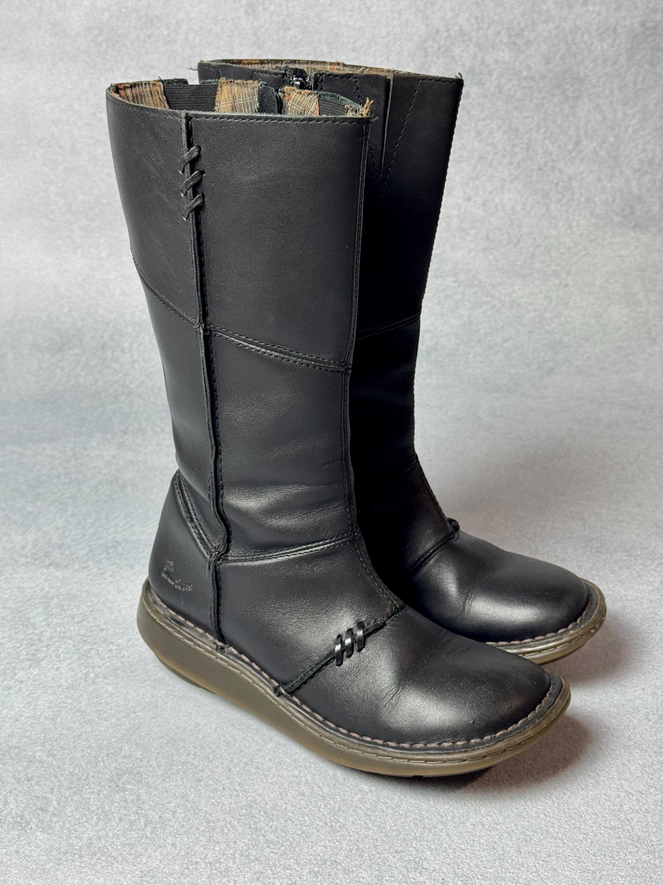 Dr Martens Mid Calf Leather Boots 10492 Black Biker Zip Women's