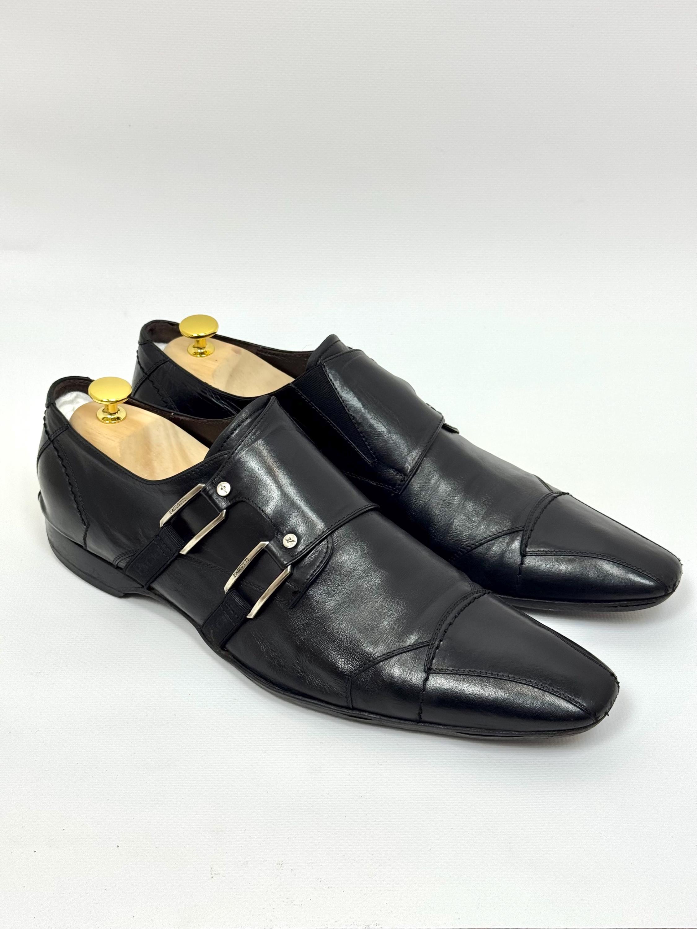 Cesare Paciotti Leather Monk Strap Slip-On Loafers‎ Black Mens Size 7.5 US Amazon.com | Mens Dress Shoes Double Monk Strap Slip On  main image 2