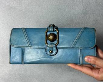 Rare Vintage Juicy Couture Leather Wallet Turquoise Y2K Avantgarde Metal
