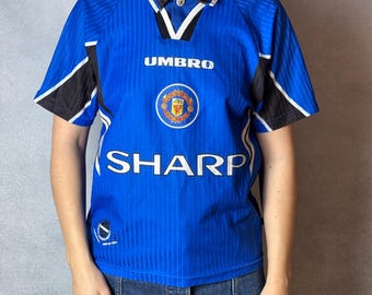 Vintage Umbro Manchester United Jersey 1995 1996 1997 Sharp Blue