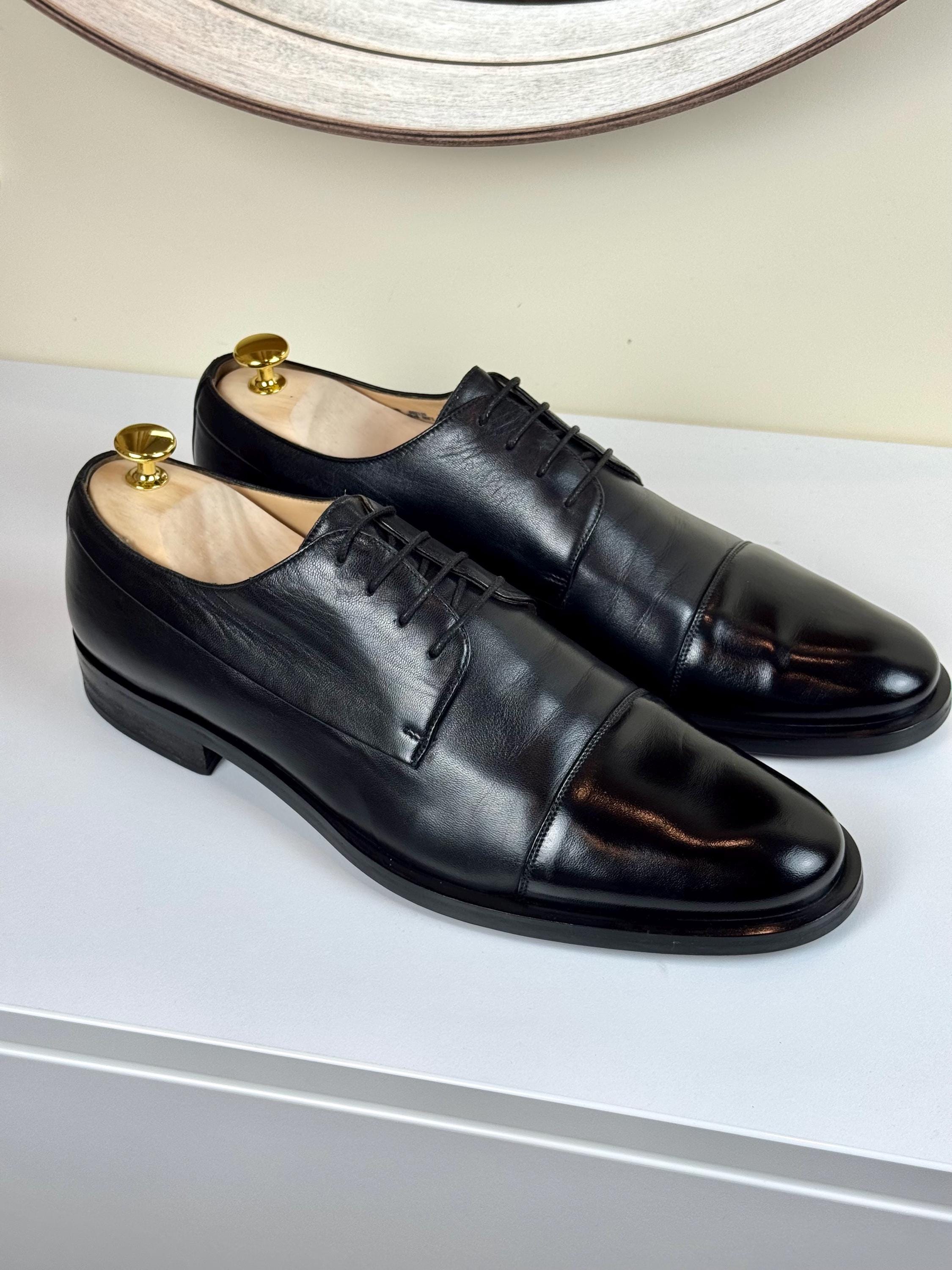 Bally Of Switzerland Black Leather Cap Toe Oxford Dress Shoes Men\'s 8.5 E SCOTCH leather Oxford shoes brand BALLY — Globalbrandsstore  main image 3