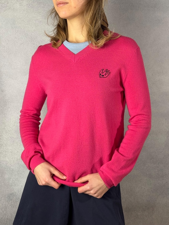 McQ, MCQ Alexander Mcqueen Wool Pullover Sweater Swallow Logo Pink Women's Size M