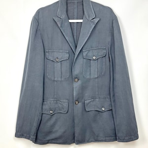 Chaqueta Etro Milano gris de algodón, estilo casual, sin forro, con bolsillos de parche, tipo safari, para hombre, talla M.