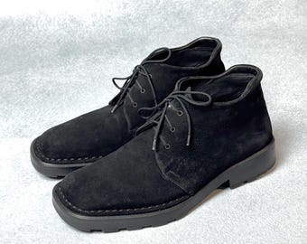 Salvatore Ferragamo Suede Boots Black Casual Dress Shoes Men's Size 42