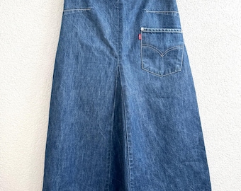 Levi's Engineered Jeans Denim Skirt Blue Midi Cinched Buckle Size XS