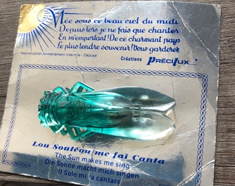 NOS Vintage Cicada Bug Lucite French Pin Brooch Jewelry  display picture 2