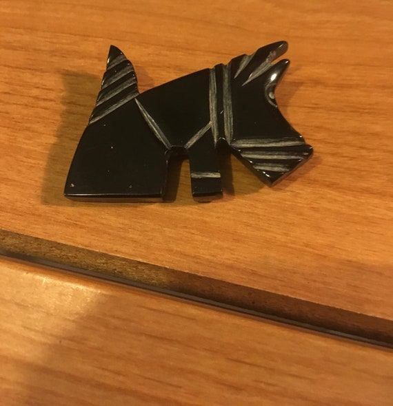 black scotty terrier west dog pin brooch galalith 