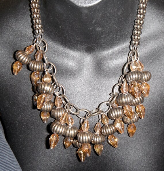 vintage bib lucite necklace massive dangling bras… - image 2