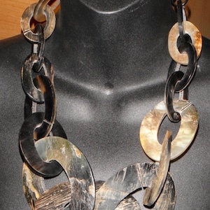 tribal massive horn bib necklace iris  monies style dead stock