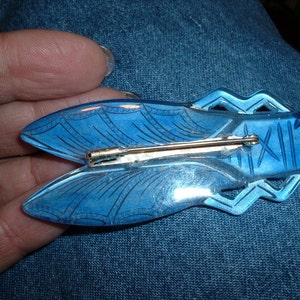 vintage lucite galalith french cigale lucky cicada bug pin silver image 4