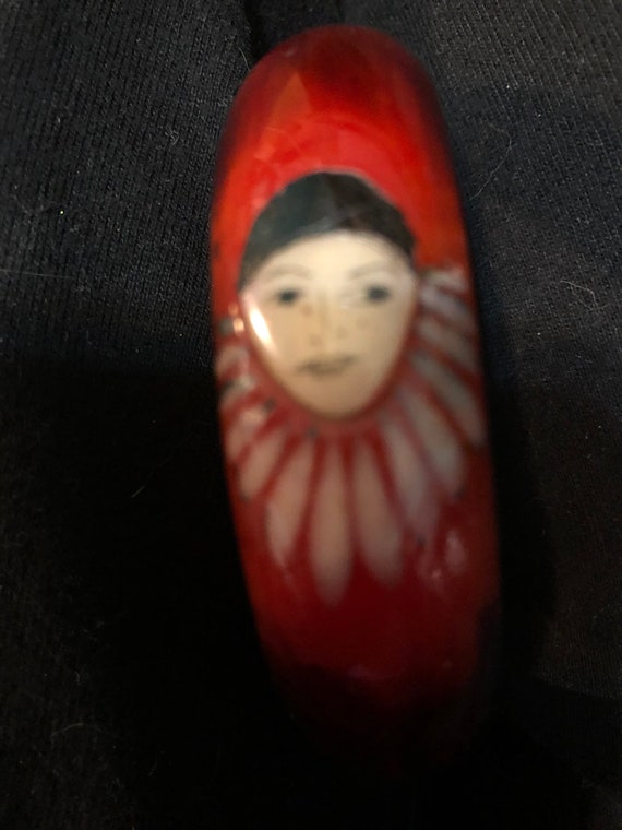 pierrot harlequin 3 carved clown faces bangle brac
