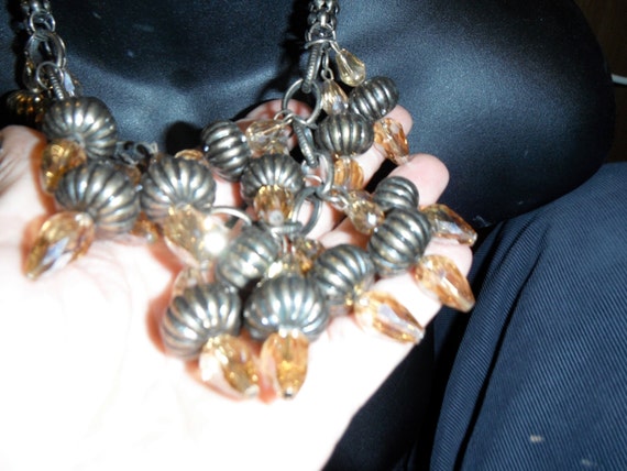 vintage bib lucite necklace massive dangling bras… - image 3