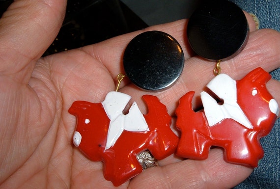 scottie scotty terrier dog dangling clip earrings