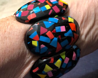 marion godart paris stretch bangle bracelet splatter multi color