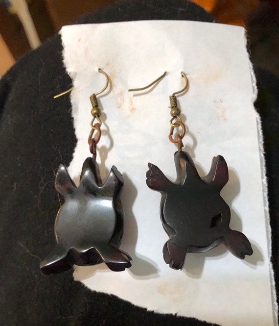 Boucles D'oreilles Vintage En Bakélite Style écaille De Tortue - Très Bon état