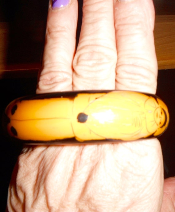 bangle bracelet pierrot harlequin clown carved gal