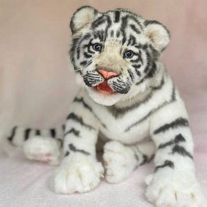 soft realistic toy white tiger cub
