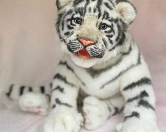 soft realistic toy white tiger cub
