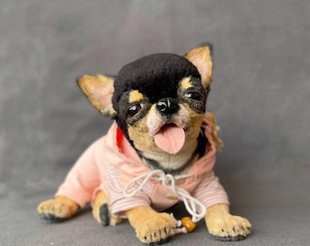 リアルな犬チワワ子犬ぬいぐるみレプリカペットぬいぐるみソフト彫刻