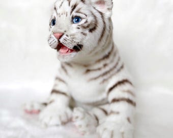 soft realistic toy white tiger cub