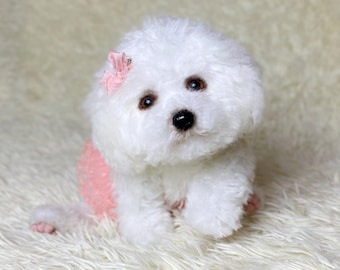 realistic toy dog white poodle