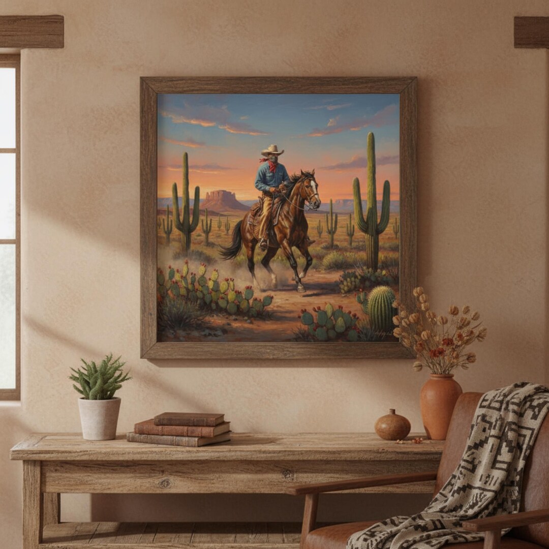 Western Cowboy Artwork Poster Vintage Decor Western Wall Art Rustic ...