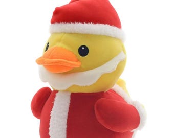 Weihnachtsmann Weihnachtsmann Gelbe Ente Duckie Weihnachten Plüsch Hut Anzug Kreuzfahrt Kreuzfahrt Geschenk Weiß rot 7,5 "Hoch Stuffie Stofftier Babyspielzeug